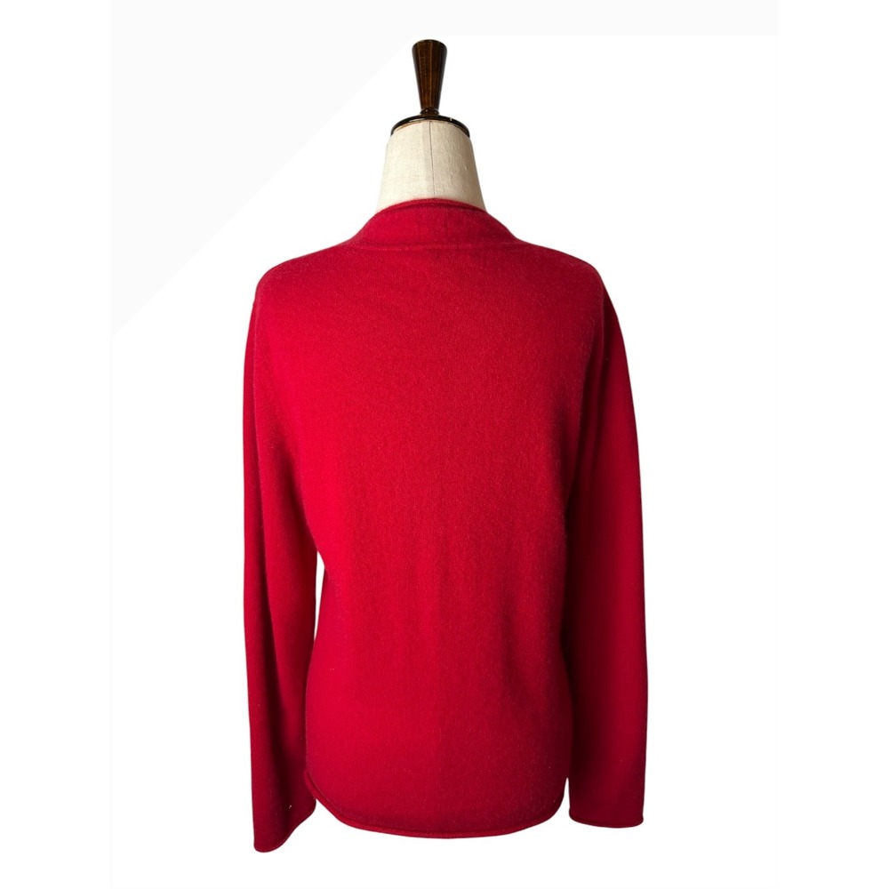Investments Cashmere Sweater Women Large Red V Neck Knit Quiet Luxury Preppy - Picture 3 of 9